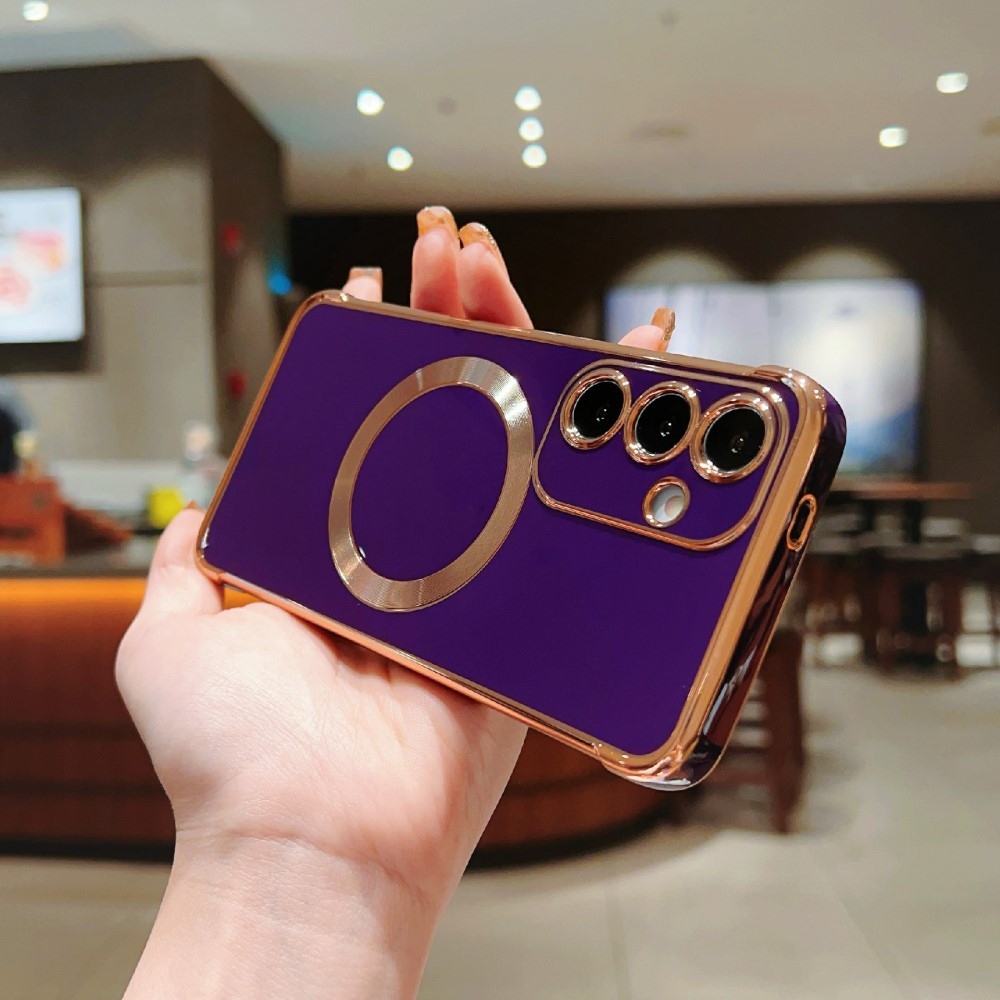 Frames gelový obal s podporou MagSafe na Samsung Galaxy S25+ - tmavěfialový
