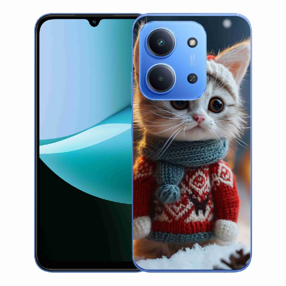 Gelový kryt mmCase na Xiaomi Redmi 15C 4G/5G (173mm) - kotě ve svetru