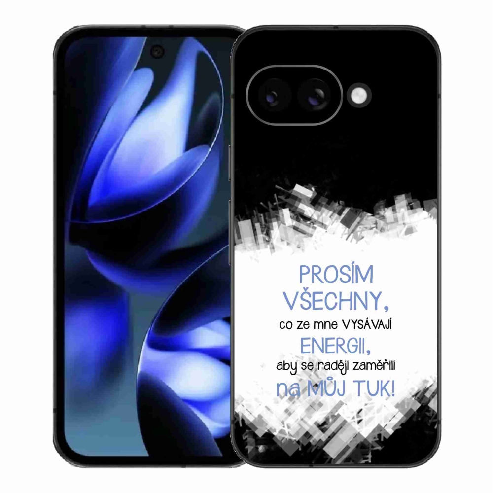 Gelový kryt mmCase na Google Pixel 9a - vtipný text 1 modrý