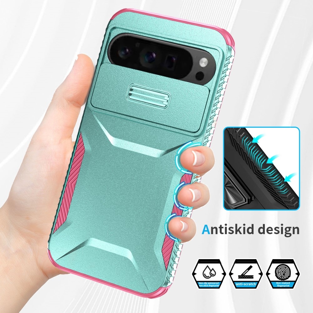Lid odolný kryt na Google Pixel 9 Pro XL - modrozelený/růžový