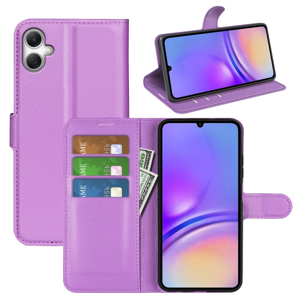 Litchi knížkové pouzdro na Samsung Galaxy A07 4G - fialové