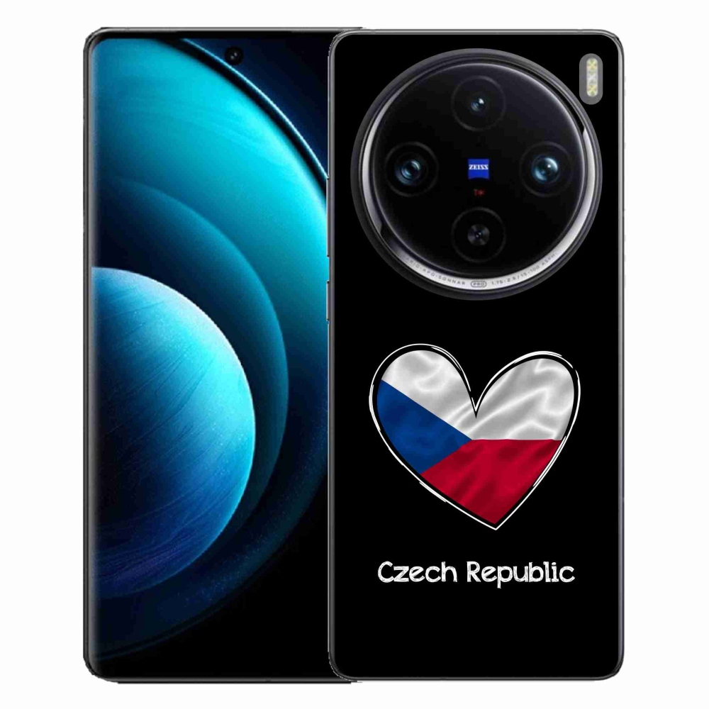 Gelový kryt mmCase na Vivo X100 Pro 5G - vlajka srdce černé pozadí