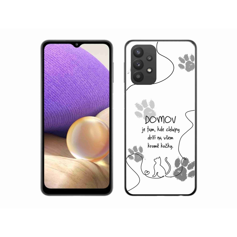 Gelový kryt mmCase na Samsung Galaxy A32 5G - kočičí motiv bílé pozadí