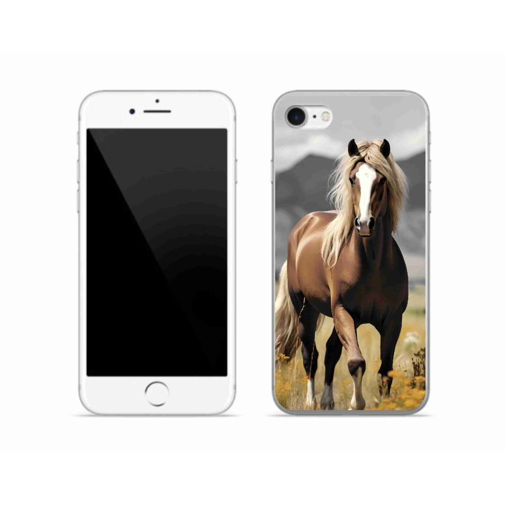 Gelový kryt mmCase na iPhone SE (2020) - hnědý kůň 1