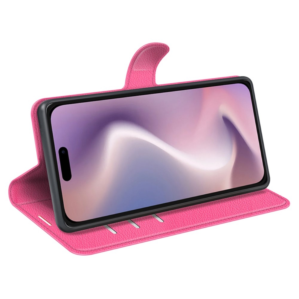 Litchi knížkové pouzdro na iPhone 16 Pro Max - rose