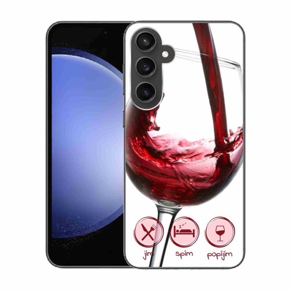 Gelový obal mmCase na Samsung Galaxy S23 FE - sklenička vína červené