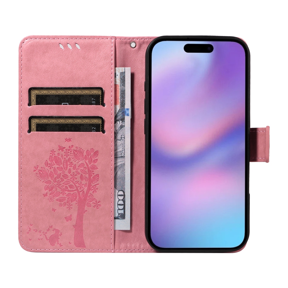 Trees knížkové pouzdro na iPhone 17 - růžové