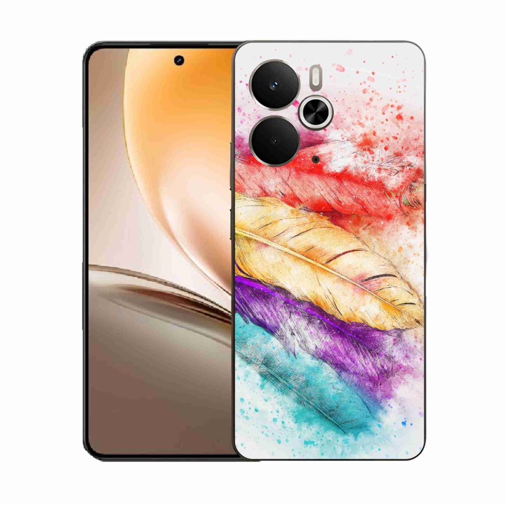 Gelový kryt mmCase na Realme 14 5G - barevné peří