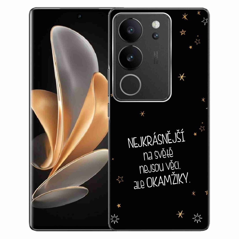 Gelový kryt mmCase na Vivo V29 5G - citát 4 černé pozadí