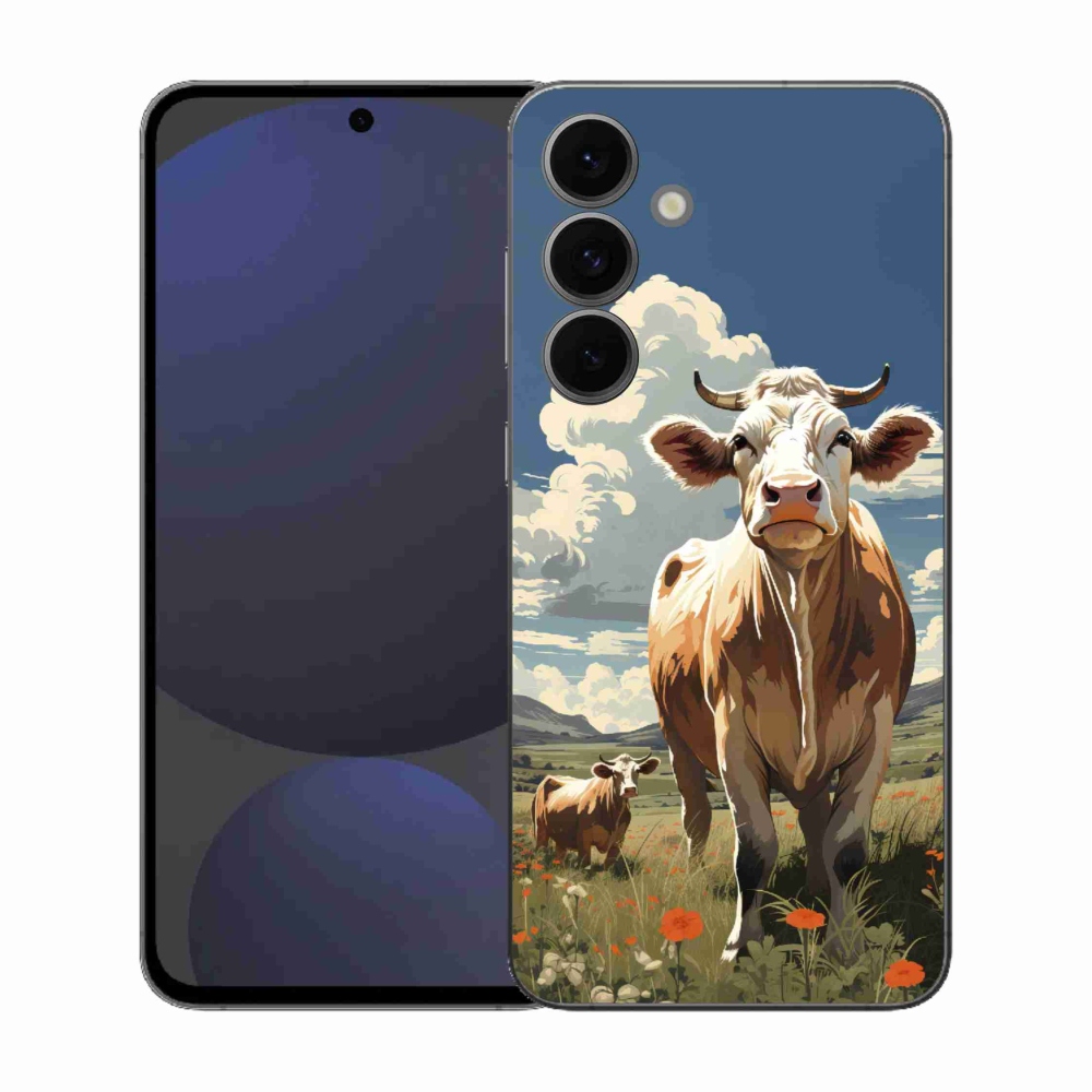 Gelový kryt mmCase na Samsung Galaxy S25 FE - krávy na louce