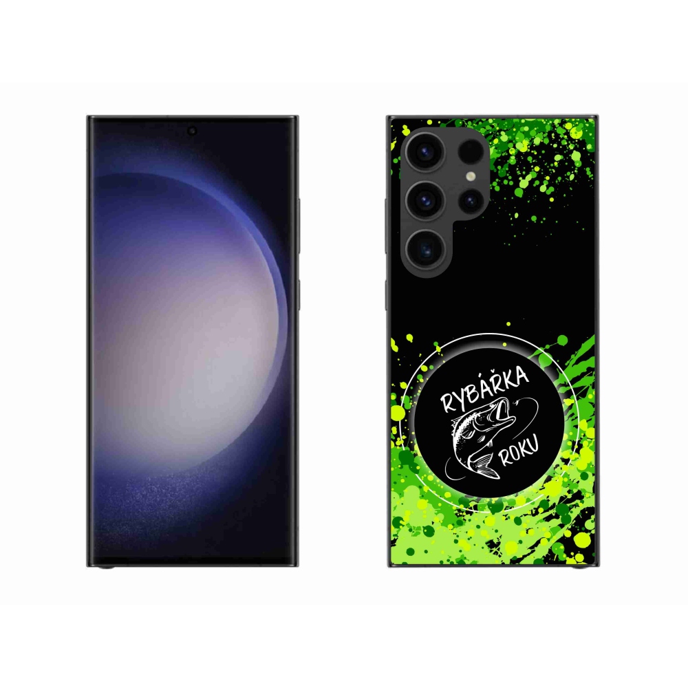 Gelový kryt mmCase na Samsung Galaxy S23 Ultra 5G - rybářka roku černé pozadí