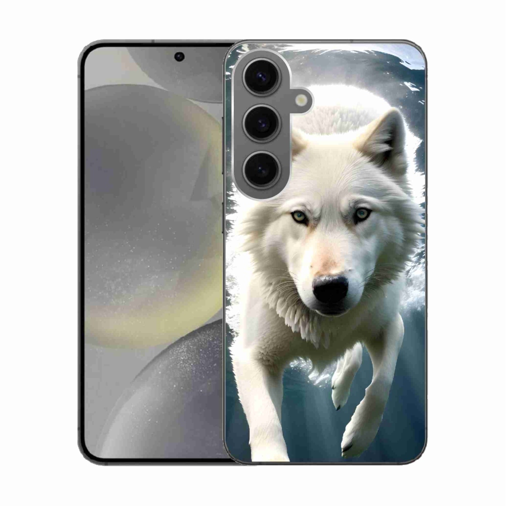 Gelový kryt mmCase na Samsung Galaxy S24 - bílý vlk
