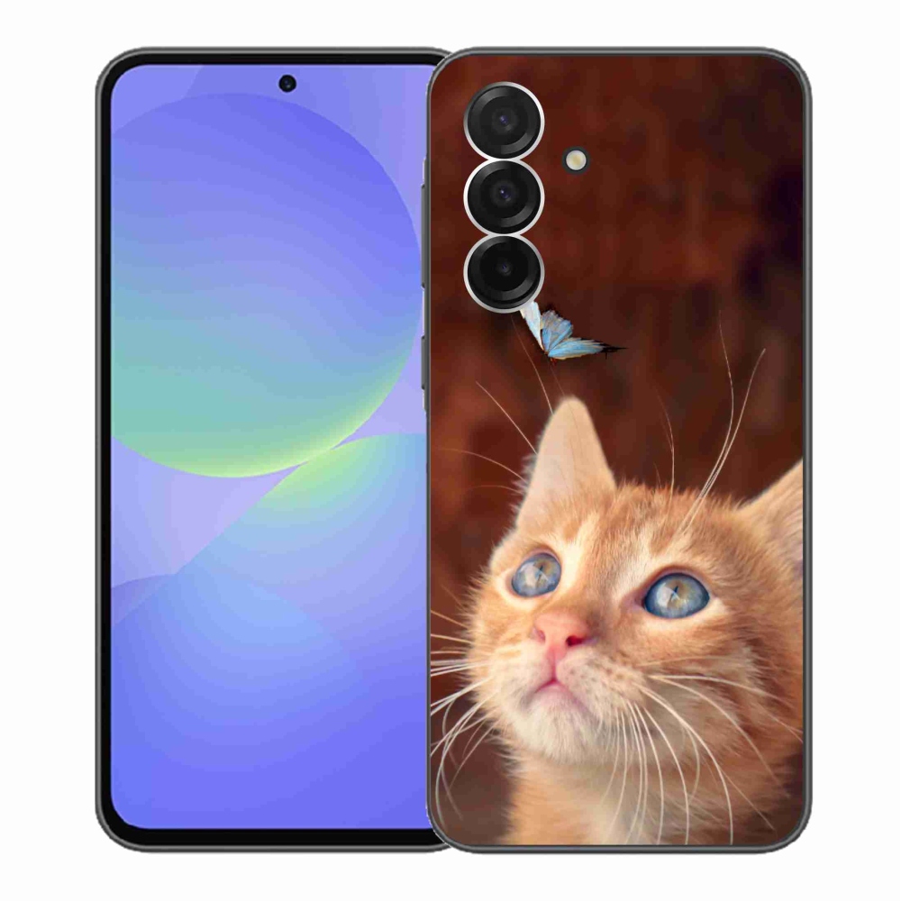 Gelový kryt mmCase na Samsung Galaxy A36 5G - motýl a kotě