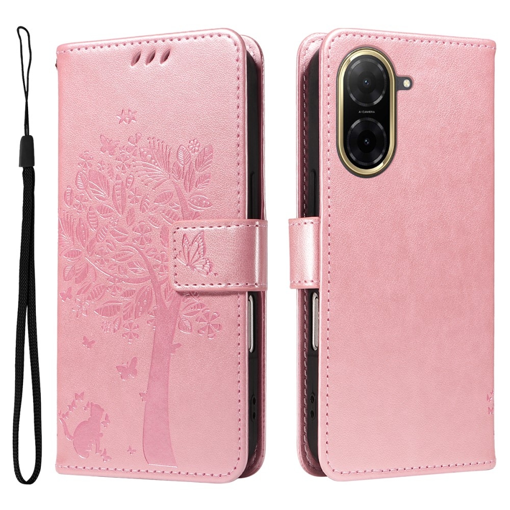 Trees knížkové pouzdro na Xiaomi Redmi A5 (173.45x79.35x8.45mm) - růžovozlaté