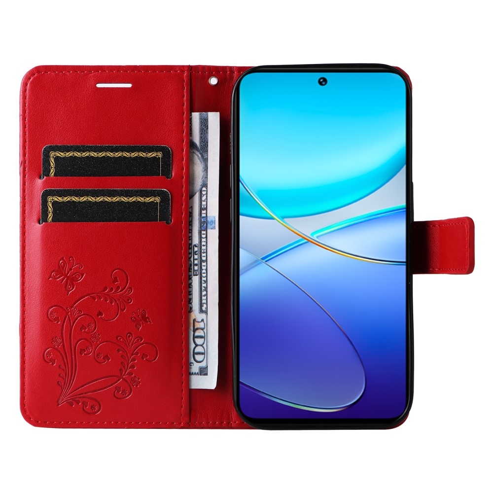 Big Butterfly knížkové pouzdro na Vivo V40 SE 4G/5G - červené