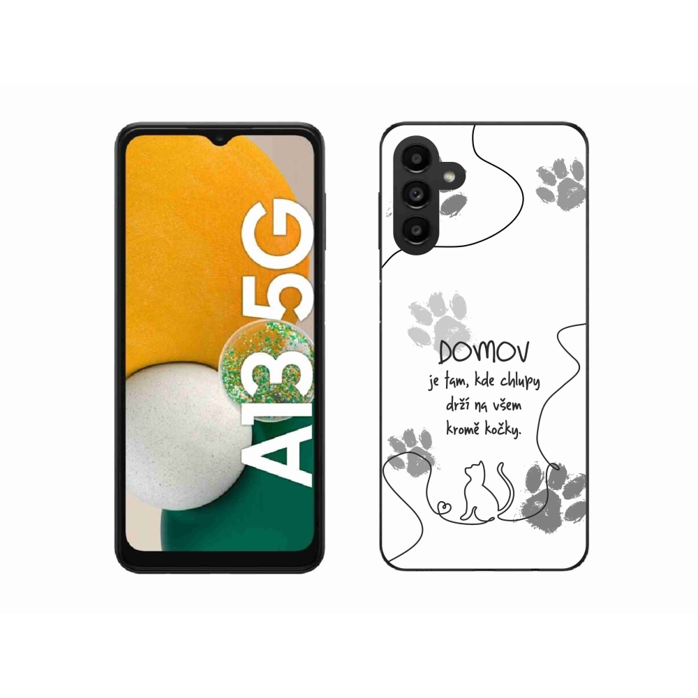 Gelový kryt mmCase na Samsung Galaxy A13 5G - kočičí motiv bílé pozadí