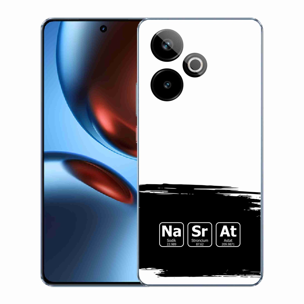 Gelový kryt mmCase na Realme GT 7 5G/GT 7T 5G - chemické prvky černobílé pozadí