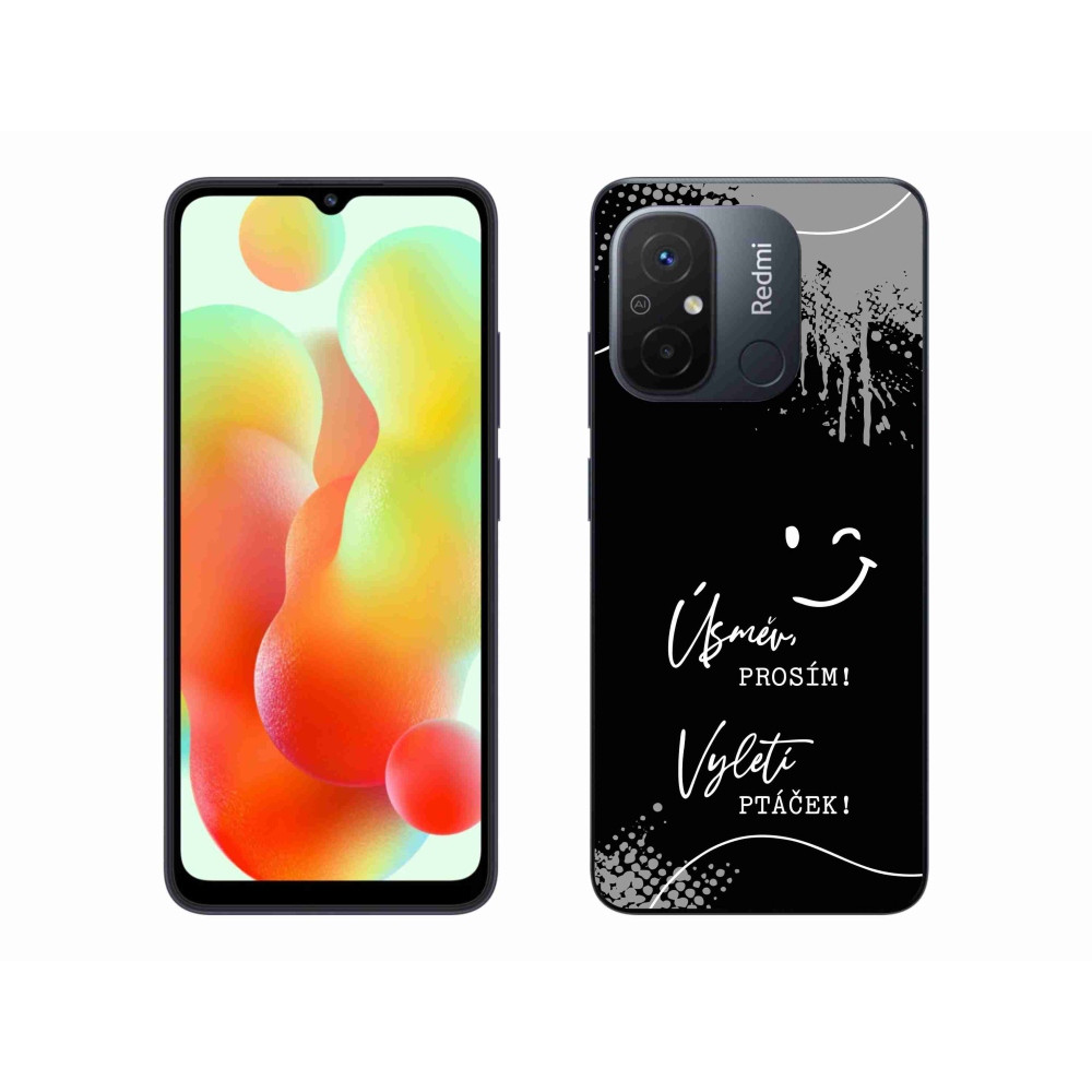 Gelový kryt mmCase na Xiaomi Redmi 12C - vtipný text 4 černé pozadí