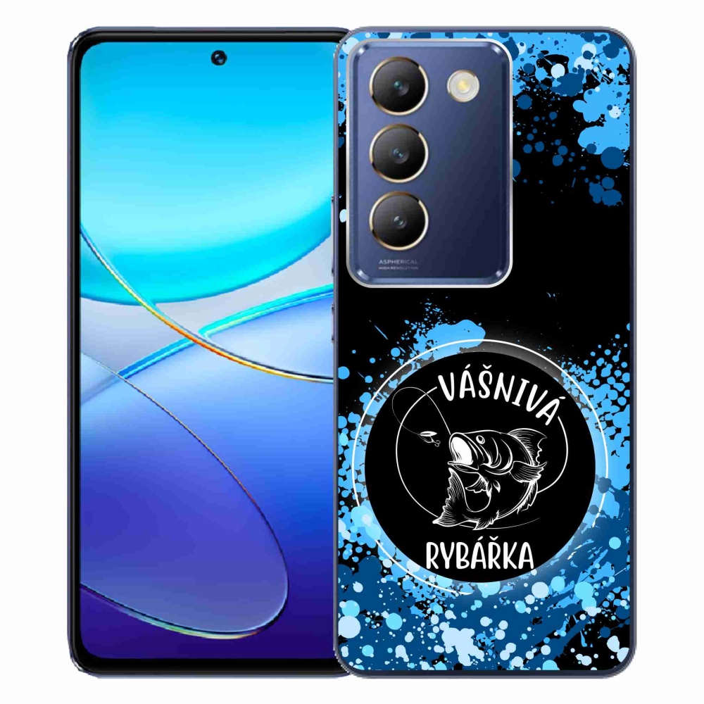 Gelový kryt mmCase na Vivo V40 SE 4G/5G - vášnivá rybářka černé pozadí