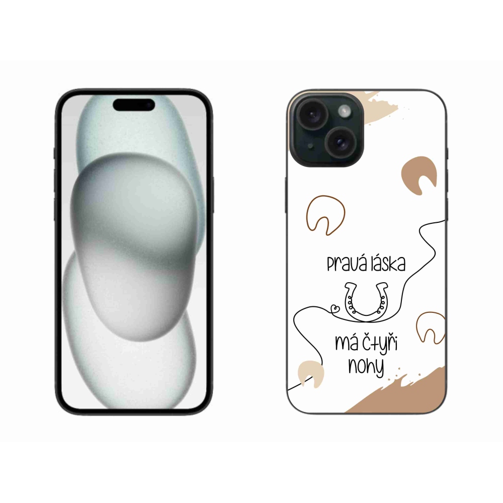 Gelový kryt mmCase na iPhone 15 Plus - koňský motiv bílé pozadí