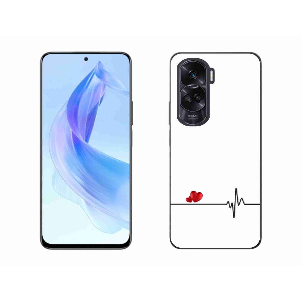 Gelový kryt mmCase na Honor 90 Lite - srdce a tep bílé pozadí