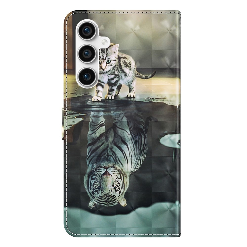 Print knížkové pouzdro na Samsung Galaxy S23 FE - kočka a odraz tygra
