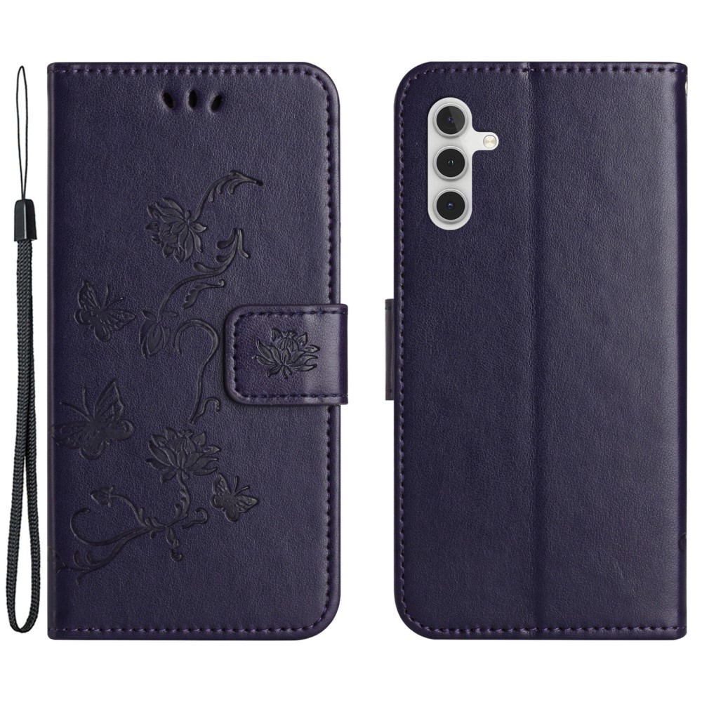 Flower knížkové pouzdro na Samsung Galaxy A35 5G - tmavěfialové
