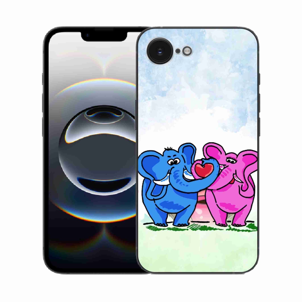 Gelový kryt mmCase na iPhone 16e - zamilovaní sloni