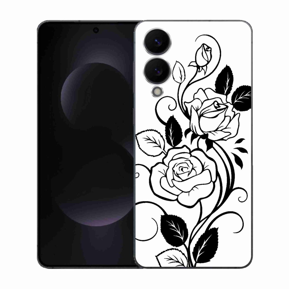 Gelový kryt mmCase na Samsung Galaxy S25 Edge - černobílá růže