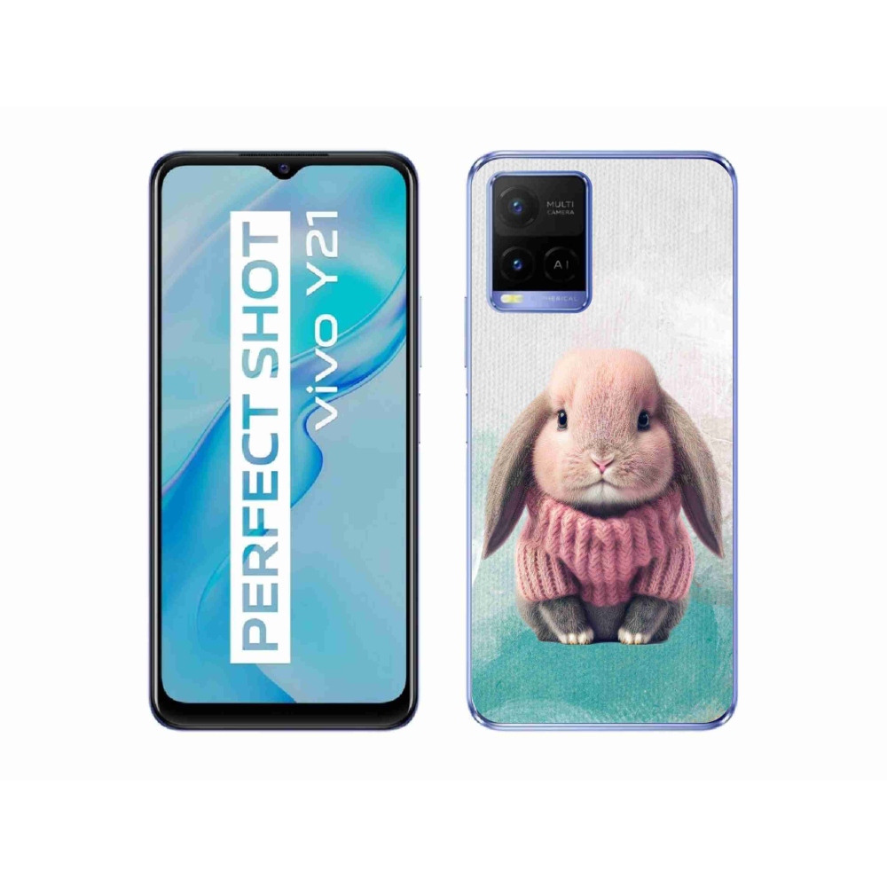 Gelový kryt mmCase na Vivo Y21/Y21s/Y33s - králíček ve svetru