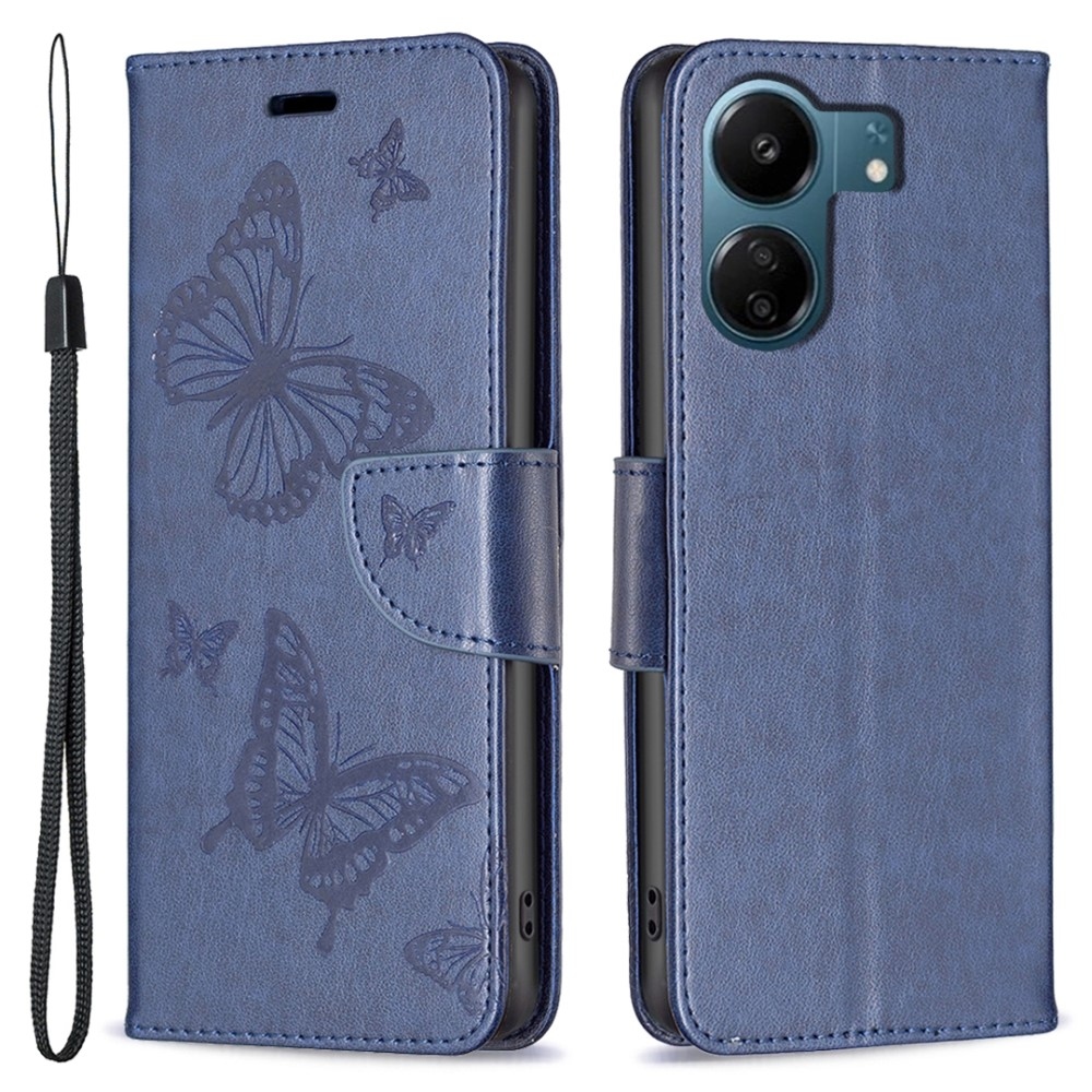 Butterfly knížkové pouzdro na Xiaomi Poco C65/Redmi 13C 4G/5G - tmavěmodré