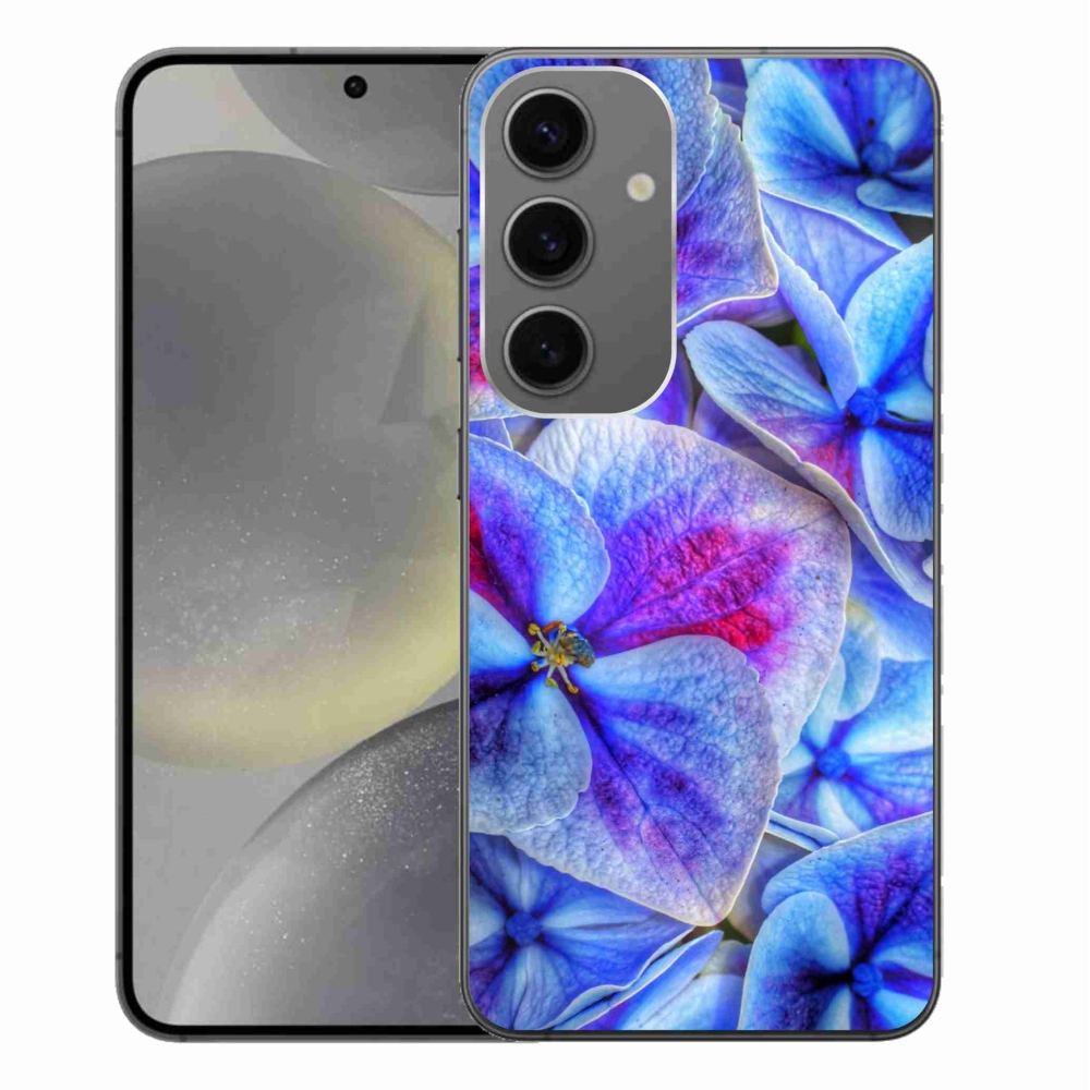Gelový kryt mmCase na Samsung Galaxy S24+ - modré květy 1