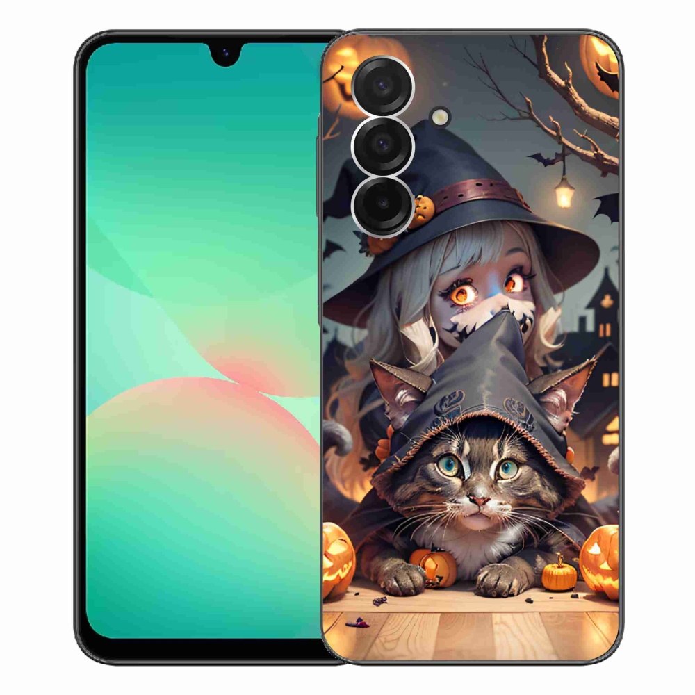 Gelový kryt mmCase na Samsung Galaxy A26 5G - čarodějnice s kočkou
