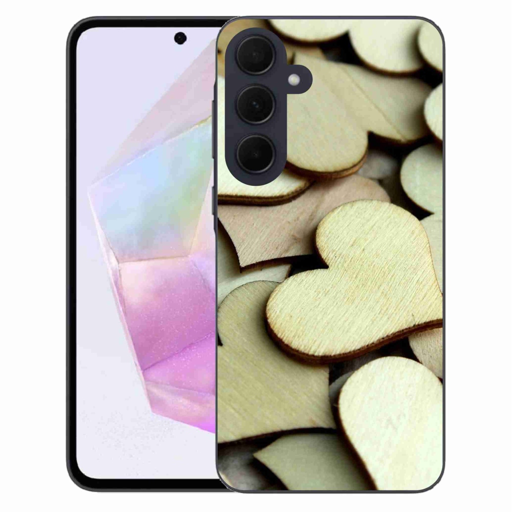 Gelový kryt mmCase na Samsung Galaxy A35 5G - dřevěná srdíčka
