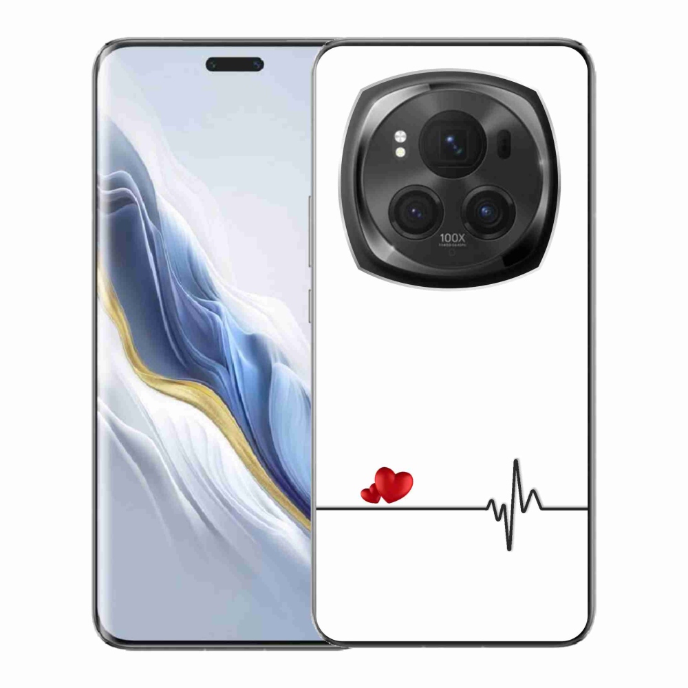 Gelový kryt mmCase na Honor Magic 6 Pro 5G - srdce a tep bílé pozadí