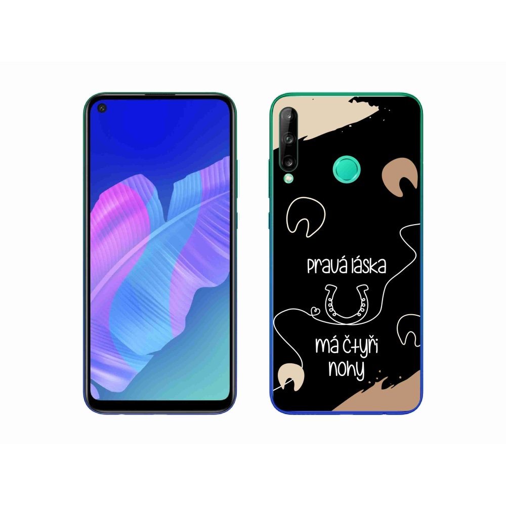 Gelový kryt mmCase na Huawei P40 Lite E - koňský motiv černé pozadí