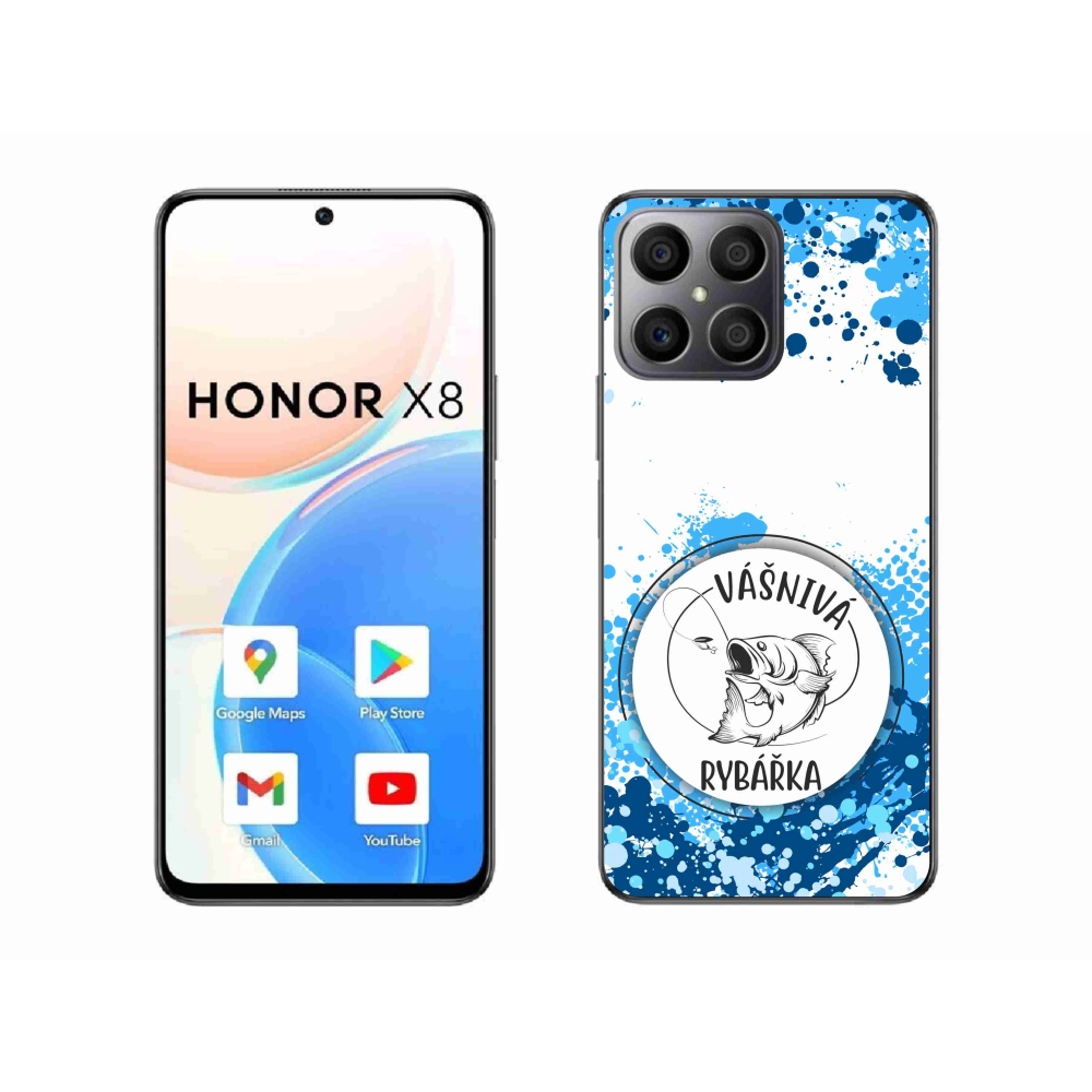 Gelový kryt mmCase na Honor X8 4G - vášnivá rybářka bílé pozadí