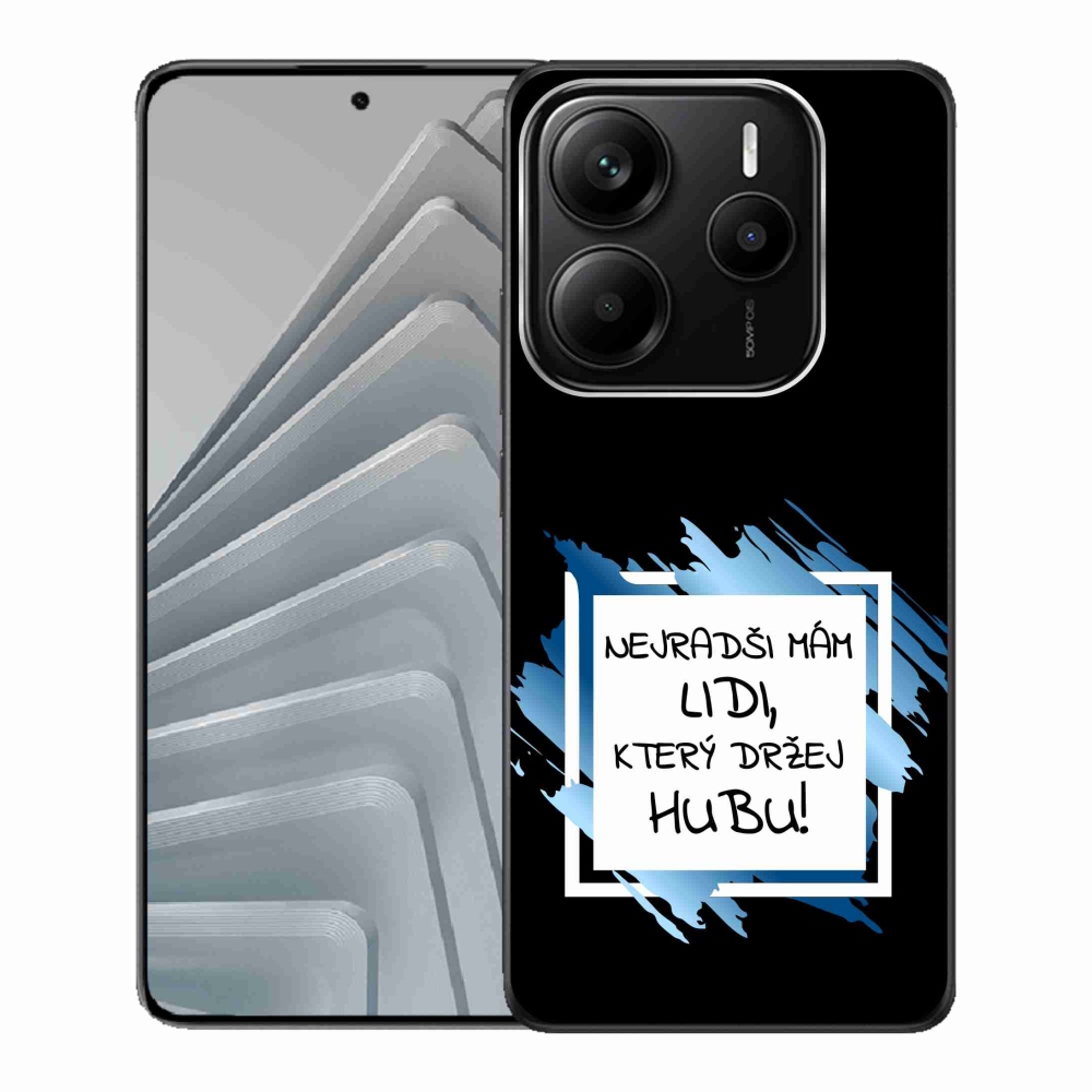 Gelový kryt mmCase na Xiaomi Redmi Note 14 5G - vtipný text 7 bíločerné pozadí