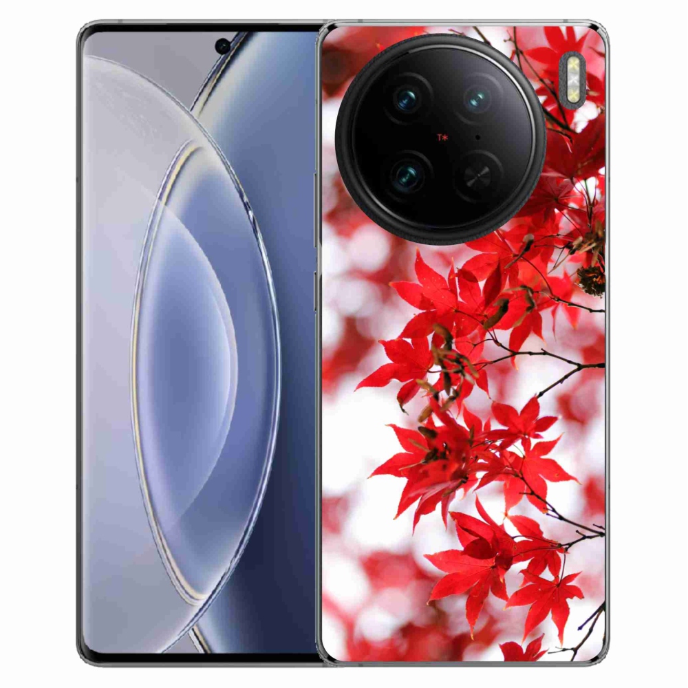 Gelový kryt mmCase na Vivo X90 Pro - červené listy