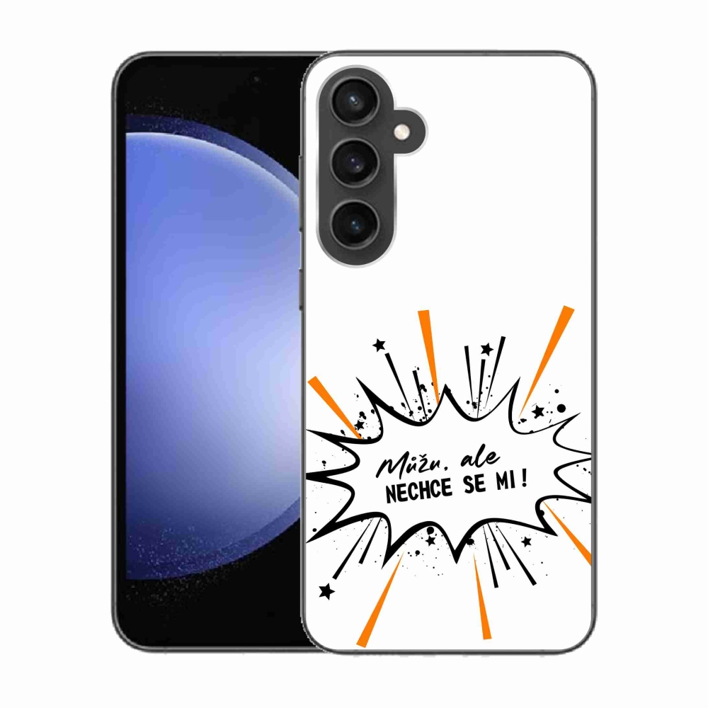 Gelový kryt mmCase na Samsung Galaxy S23 FE - vtipný text 11 bílé pozadí