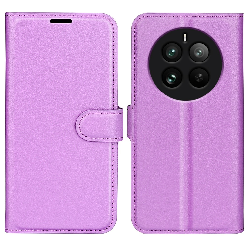 Litchi knížkové pouzdro na Realme 12 Pro 5G/12 Pro+ 5G - fialové