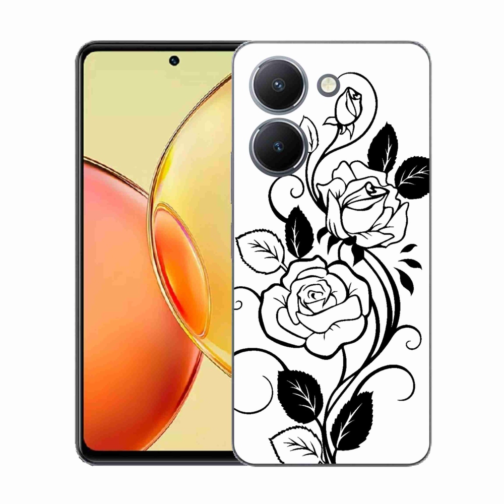 Gelový kryt mmCase na Vivo Y36 - černobílá růže