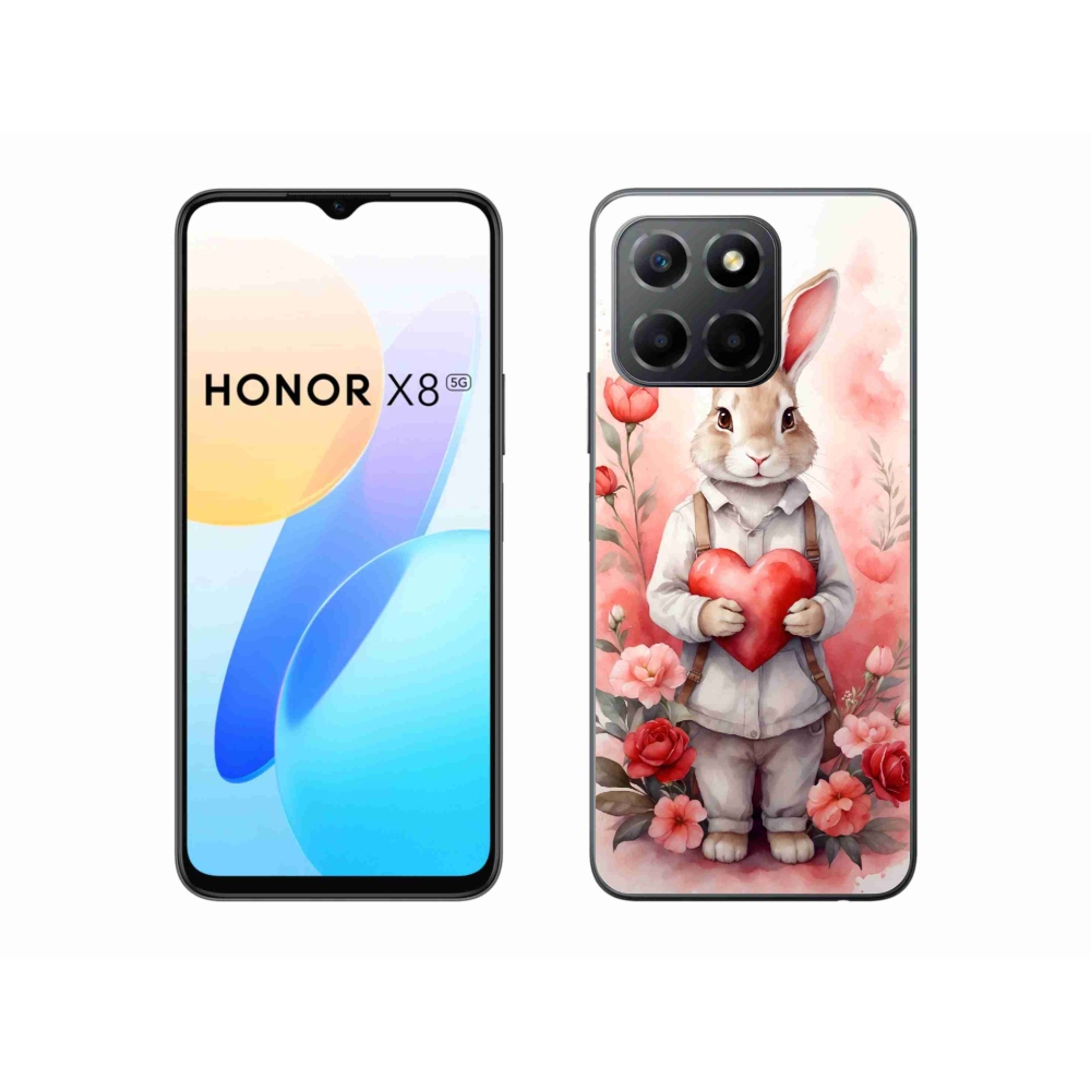 Gelový kryt mmCase na Honor X8 5G - zajíc se srdíčkem