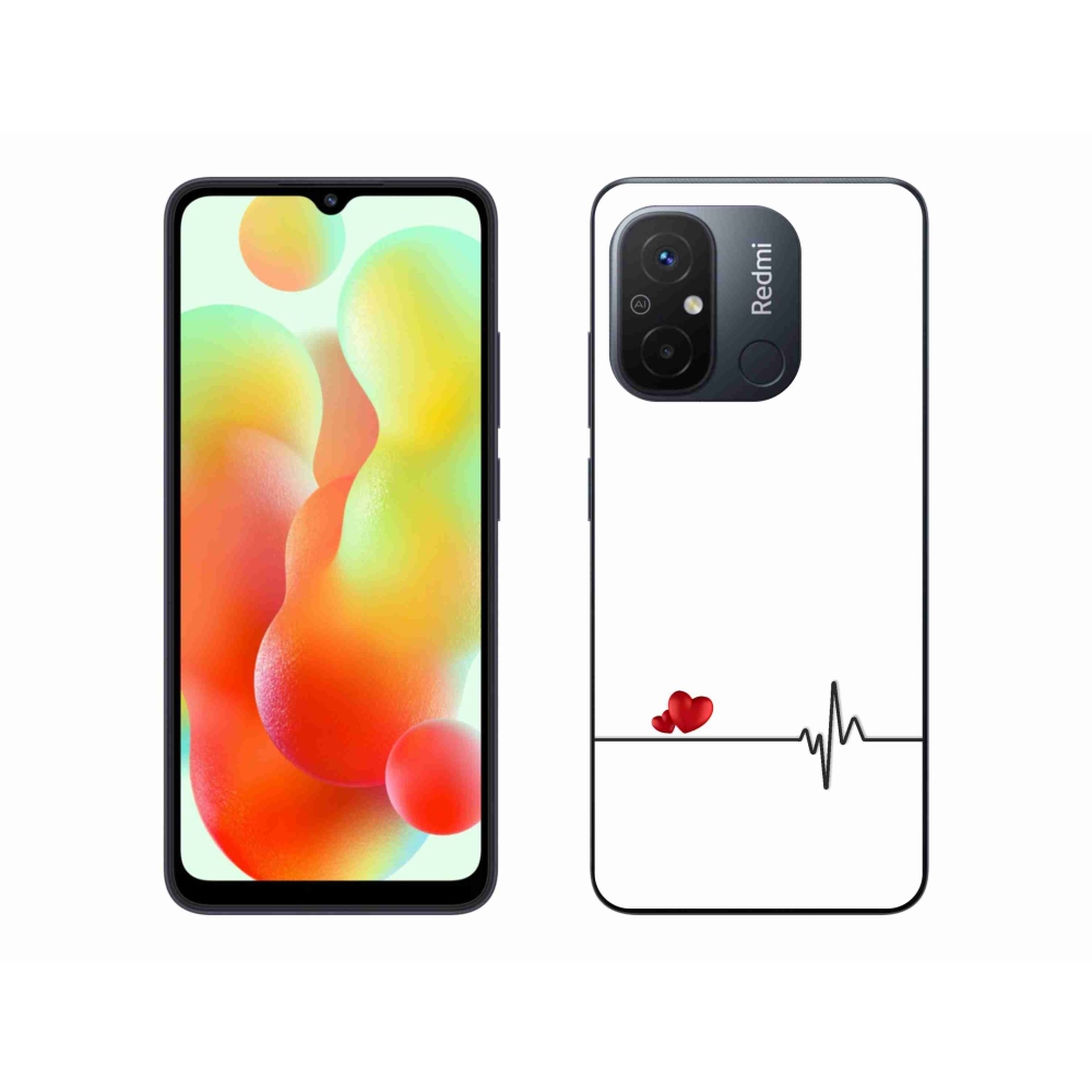 Gelový kryt mmCase na Xiaomi Redmi 12C - srdce a tep bílé pozadí