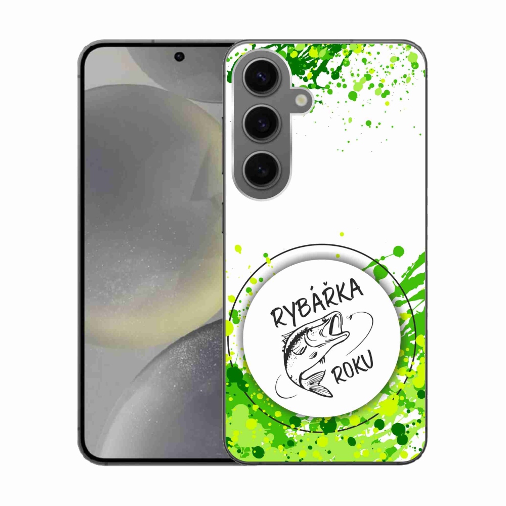 Gelový kryt mmCase na Samsung Galaxy S24 - rybářka roku bílé pozadí