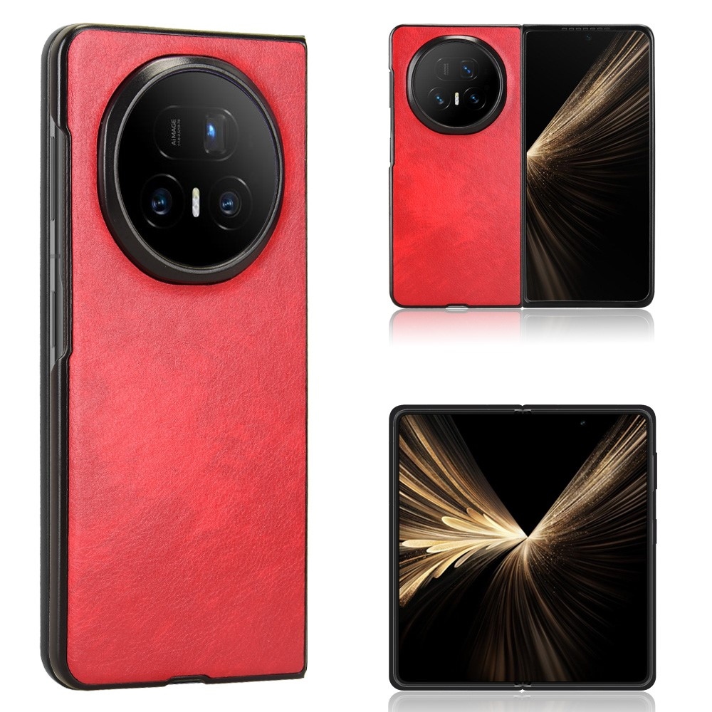 Vintages plastové pouzdro s umělou kůží na Honor Magic V5 - červené