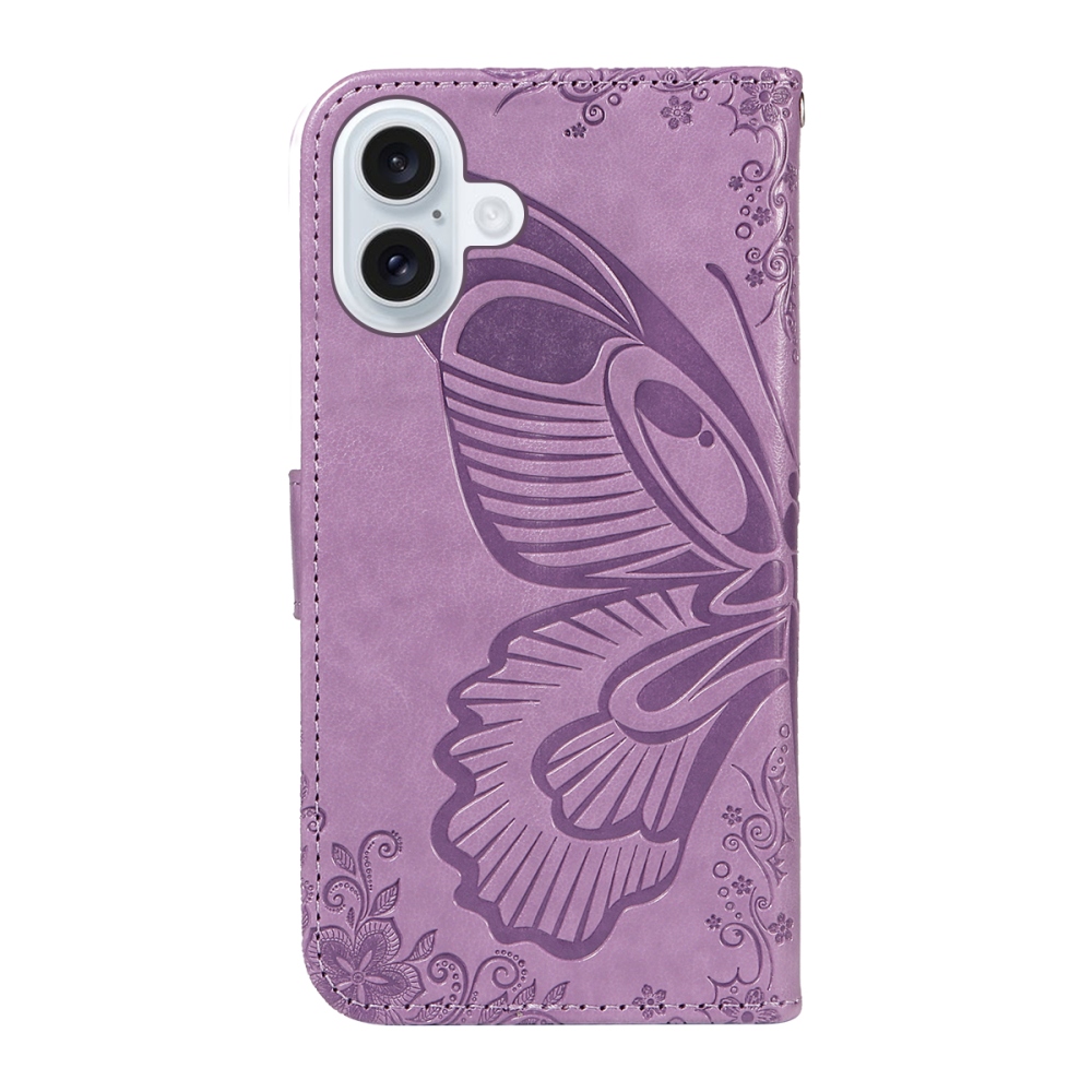 Floral Butterfly knížkové pouzdro na iPhone 17 - světlefialové