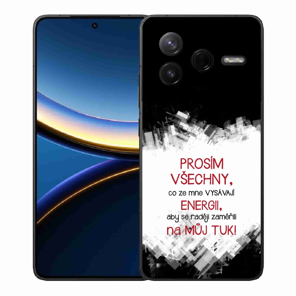 Gelový kryt mmCase na Xiaomi Poco F7 Pro - vtipný text 1 červený