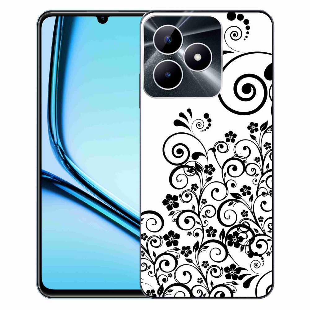 Gelový kryt mmCase na Realme Note 50 - černobílé květinové vzory