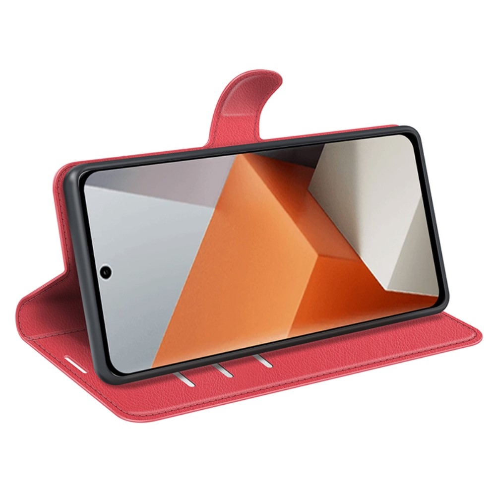 Litchi knížkové pouzdro na Xiaomi Redmi Note 13 Pro+ 5G - červené